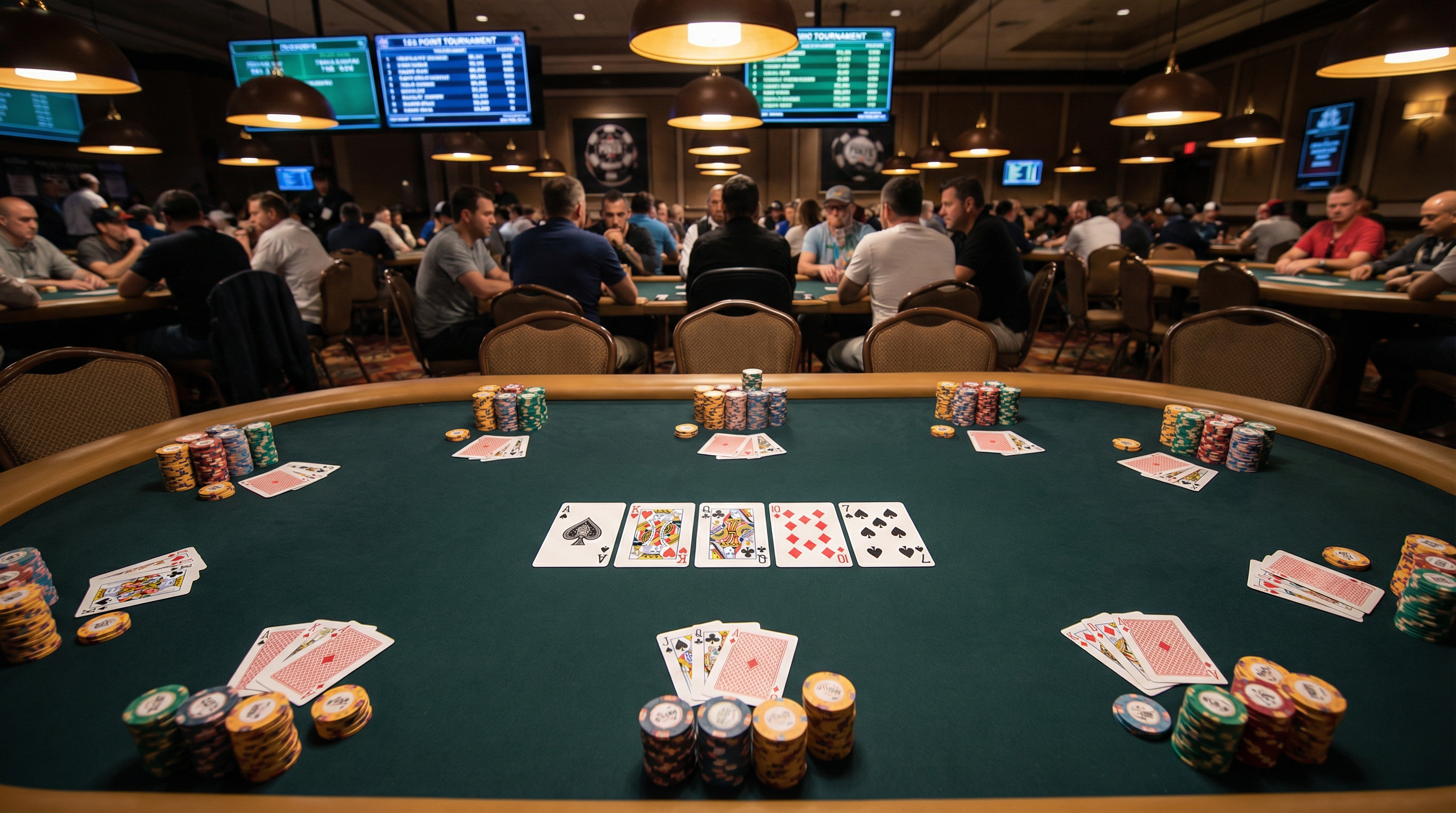 壹号娱乐扑克游戏桌面，展示德州扑克手牌和筹码